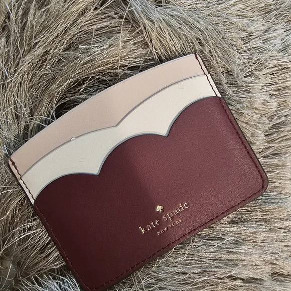 Kate Spade Maroon and Beige Card Holder - Picture 1 of 6